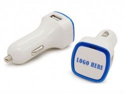 dual car charger with logo